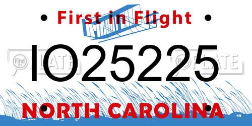 IO25225 North Carolina License Plate