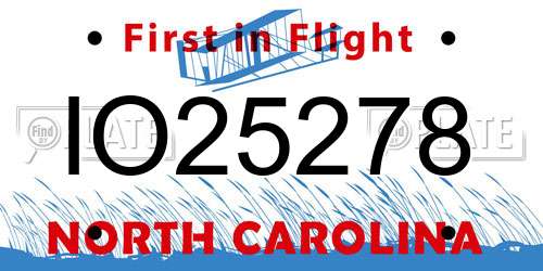 IO25278 North Carolina License Plate