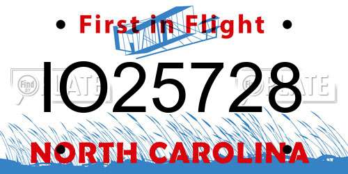 IO25728 North Carolina License Plate
