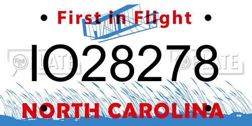 IO28278 North Carolina License Plate