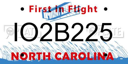 IO2B225 North Carolina License Plate