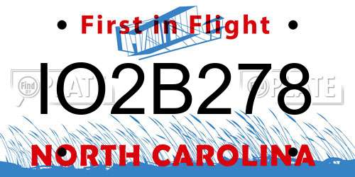IO2B278 North Carolina License Plate