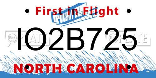 IO2B725 North Carolina License Plate