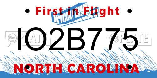 IO2B775 North Carolina License Plate