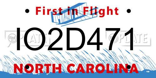 IO2D471 North Carolina License Plate