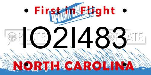 IO2I483 North Carolina License Plate