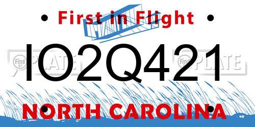 IO2Q421 North Carolina License Plate