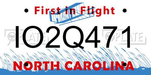 IO2Q471 North Carolina License Plate