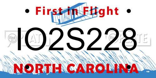 IO2S228 North Carolina License Plate