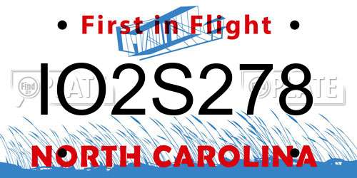 IO2S278 North Carolina License Plate