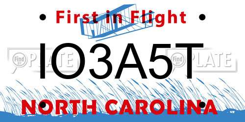 IO3A5T North Carolina License Plate
