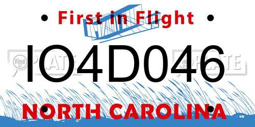 IO4D046 North Carolina License Plate