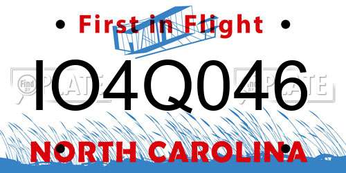 IO4Q046 North Carolina License Plate