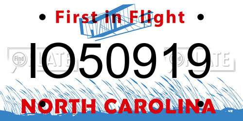 IO50919 North Carolina License Plate