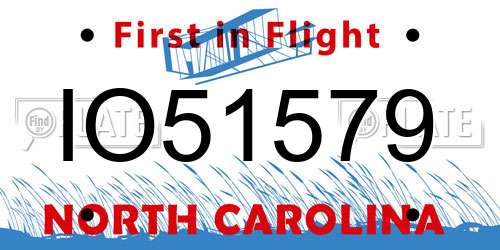 IO51579 North Carolina License Plate