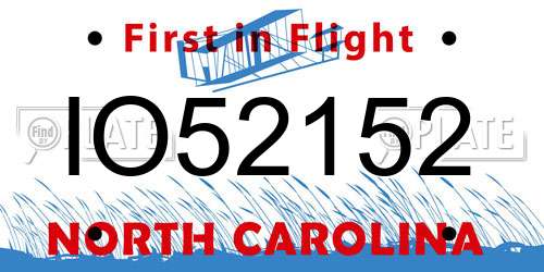 IO52152 North Carolina License Plate