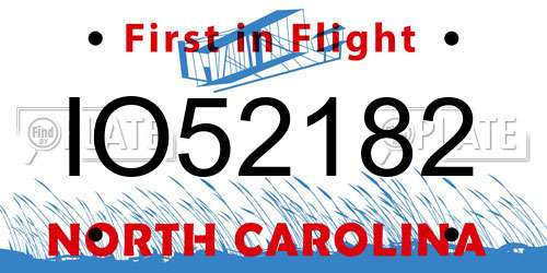 IO52182 North Carolina License Plate