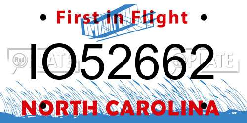 IO52662 North Carolina License Plate