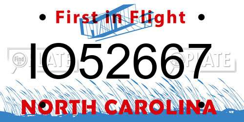 IO52667 North Carolina License Plate