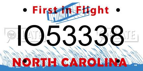 IO53338 North Carolina License Plate