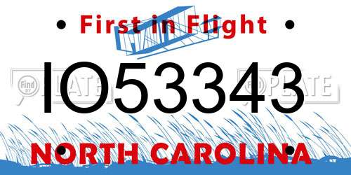 IO53343 North Carolina License Plate