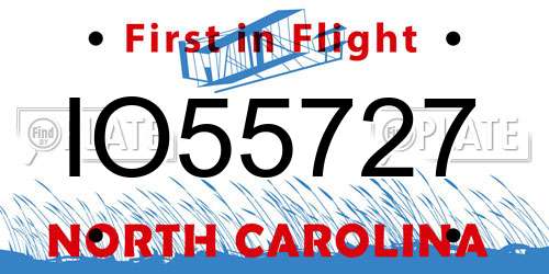 IO55727 North Carolina License Plate