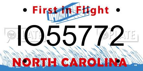 IO55772 North Carolina License Plate