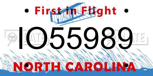 IO55989 North Carolina License Plate