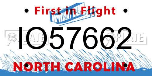 IO57662 North Carolina License Plate