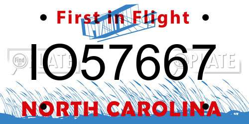 IO57667 North Carolina License Plate