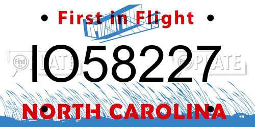 IO58227 North Carolina License Plate