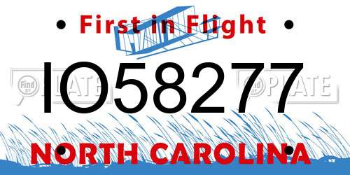 IO58277 North Carolina License Plate