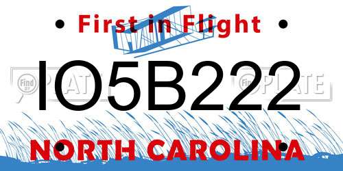IO5B222 North Carolina License Plate