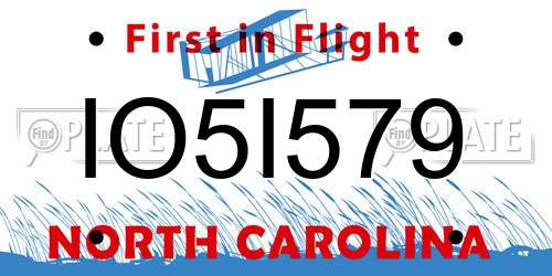 IO5I579 North Carolina License Plate