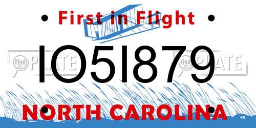 IO5I879 North Carolina License Plate
