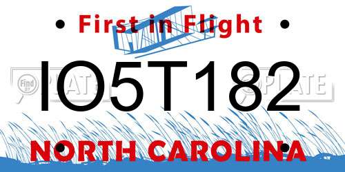 IO5T182 North Carolina License Plate