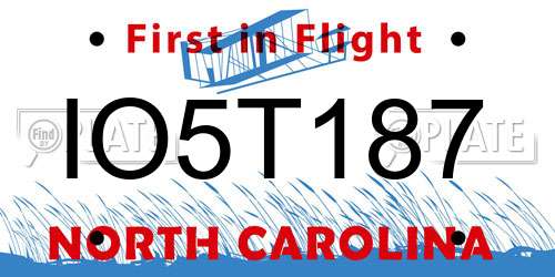 IO5T187 North Carolina License Plate
