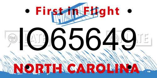 IO65649 North Carolina License Plate