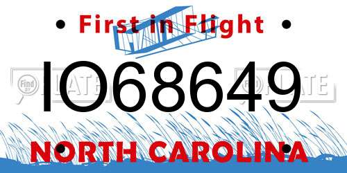 IO68649 North Carolina License Plate