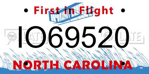 IO69520 North Carolina License Plate