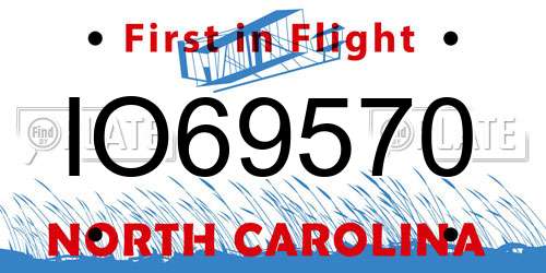 IO69570 North Carolina License Plate