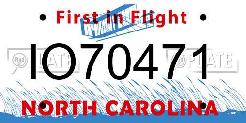 IO70471 North Carolina License Plate