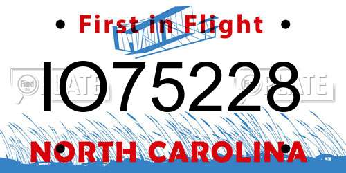 IO75228 North Carolina License Plate