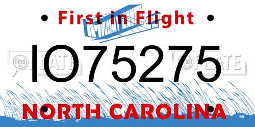 IO75275 North Carolina License Plate
