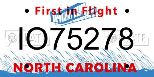 IO75278 North Carolina License Plate