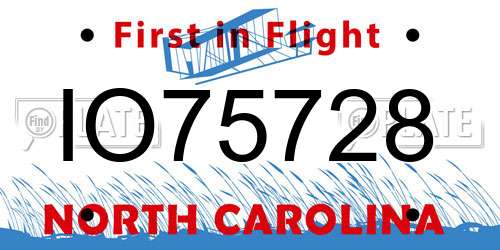 IO75728 North Carolina License Plate
