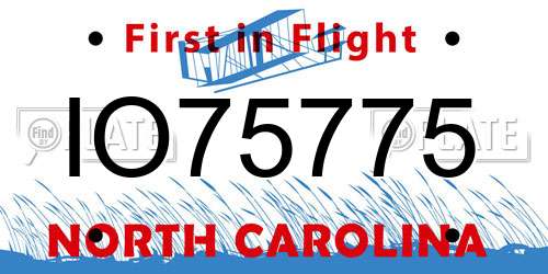 IO75775 North Carolina License Plate