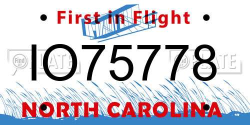 IO75778 North Carolina License Plate