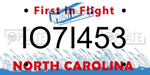 IO7I453 North Carolina License Plate