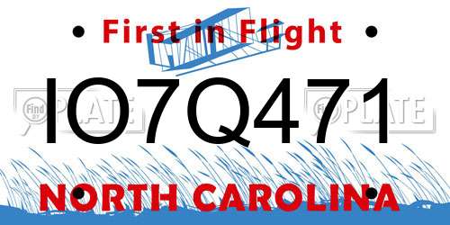 IO7Q471 North Carolina License Plate